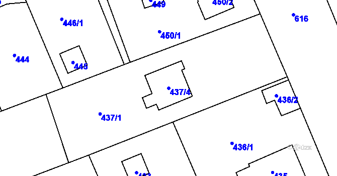 Parcela st. 437/4 v KÚ Lipence, Katastrální mapa