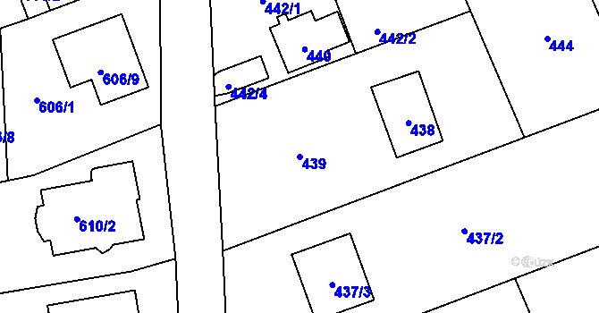 Parcela st. 439 v KÚ Lipence, Katastrální mapa
