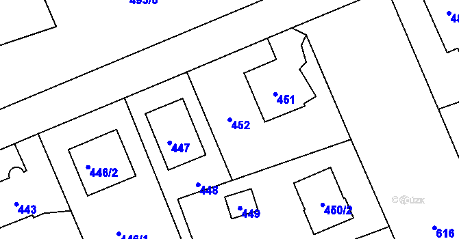 Parcela st. 452 v KÚ Lipence, Katastrální mapa