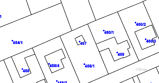 Parcela st. 457 v KÚ Lipence, Katastrální mapa