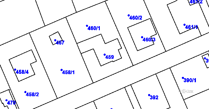 Parcela st. 459 v KÚ Lipence, Katastrální mapa