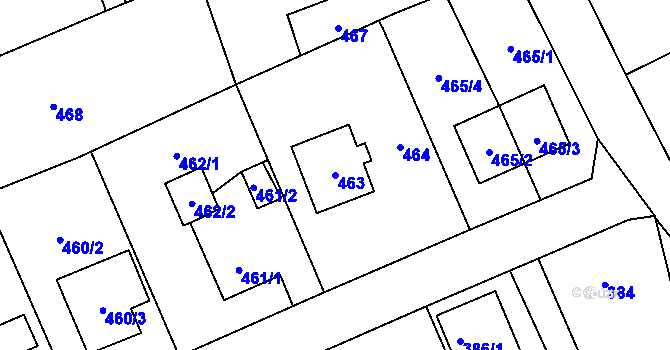 Parcela st. 463 v KÚ Lipence, Katastrální mapa