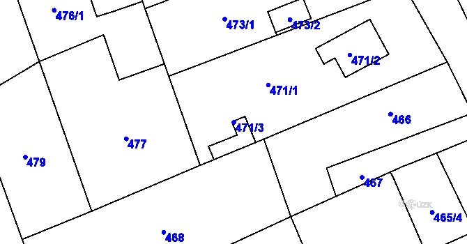 Parcela st. 471/3 v KÚ Lipence, Katastrální mapa