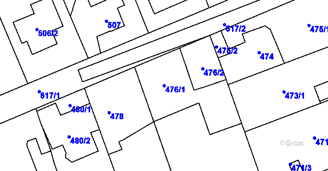 Parcela st. 476/1 v KÚ Lipence, Katastrální mapa