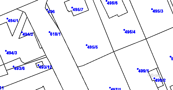 Parcela st. 495/5 v KÚ Lipence, Katastrální mapa