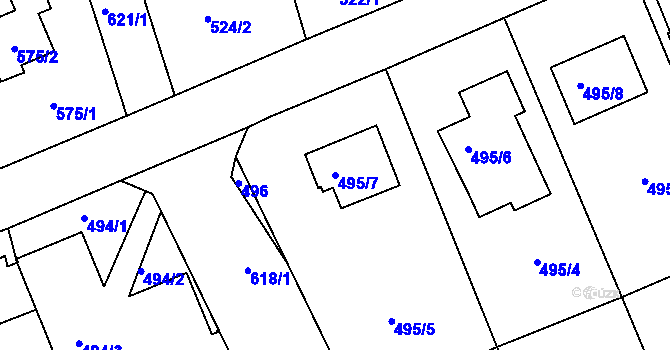 Parcela st. 495/7 v KÚ Lipence, Katastrální mapa