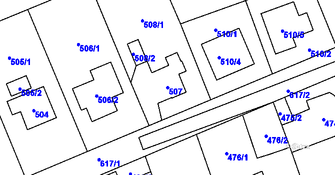 Parcela st. 507 v KÚ Lipence, Katastrální mapa