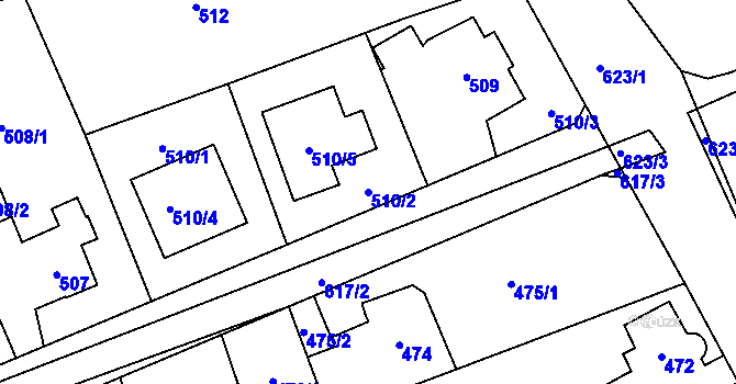 Parcela st. 510/2 v KÚ Lipence, Katastrální mapa