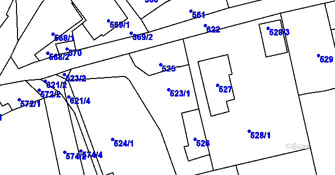 Parcela st. 523 v KÚ Lipence, Katastrální mapa