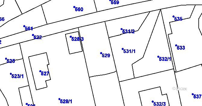 Parcela st. 529 v KÚ Lipence, Katastrální mapa