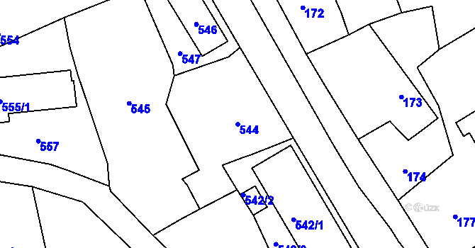 Parcela st. 544 v KÚ Lipence, Katastrální mapa