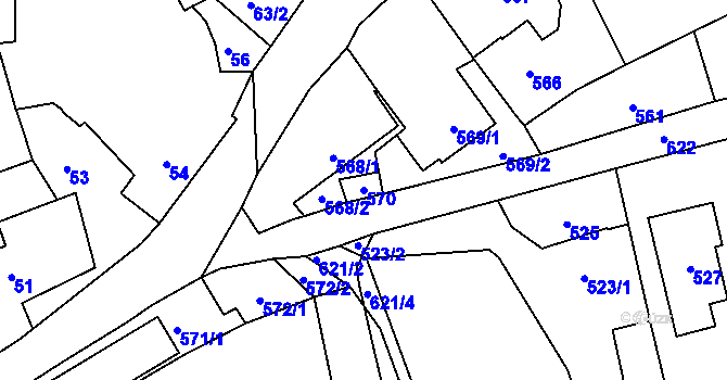Parcela st. 570 v KÚ Lipence, Katastrální mapa