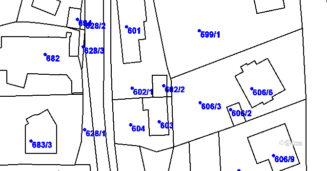 Parcela st. 602/2 v KÚ Lipence, Katastrální mapa