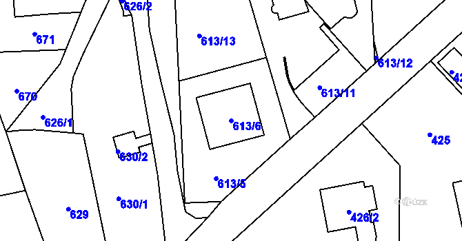 Parcela st. 613/6 v KÚ Lipence, Katastrální mapa