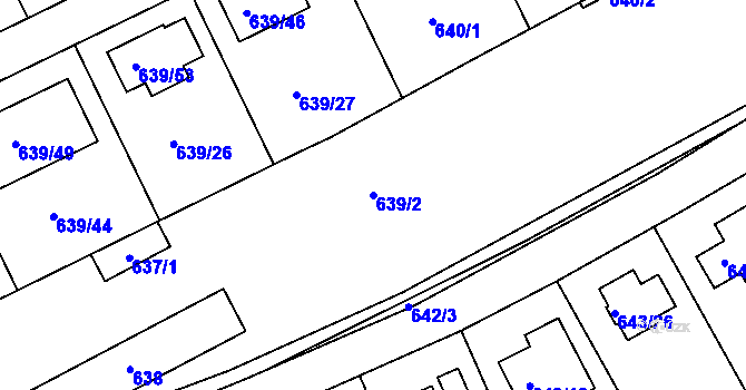 Parcela st. 639/2 v KÚ Lipence, Katastrální mapa