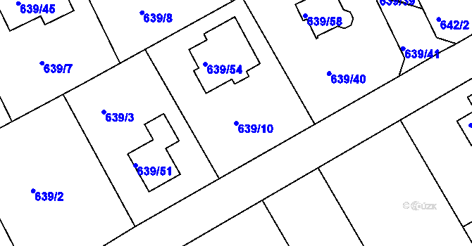 Parcela st. 639/10 v KÚ Lipence, Katastrální mapa