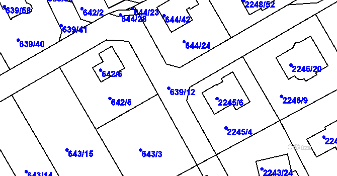 Parcela st. 639/12 v KÚ Lipence, Katastrální mapa