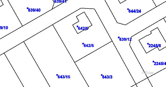 Parcela st. 642/5 v KÚ Lipence, Katastrální mapa
