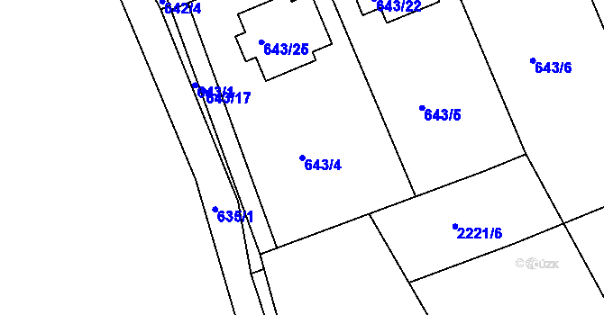 Parcela st. 643/4 v KÚ Lipence, Katastrální mapa