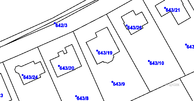Parcela st. 643/19 v KÚ Lipence, Katastrální mapa