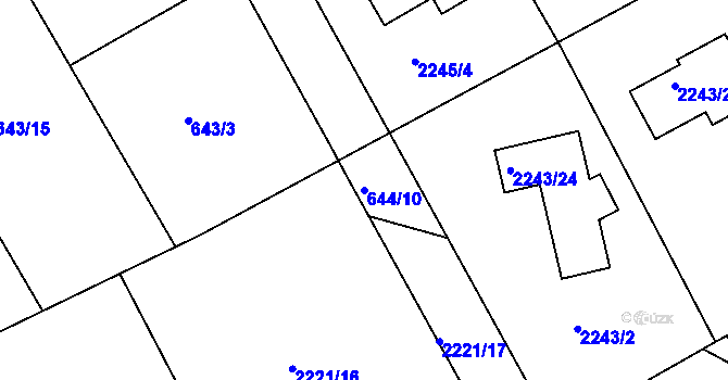 Parcela st. 644/10 v KÚ Lipence, Katastrální mapa