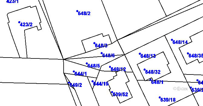Parcela st. 648/6 v KÚ Lipence, Katastrální mapa