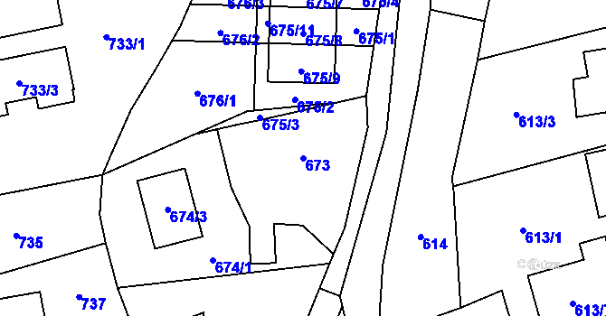 Parcela st. 673 v KÚ Lipence, Katastrální mapa