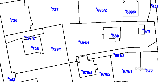 Parcela st. 681/1 v KÚ Lipence, Katastrální mapa