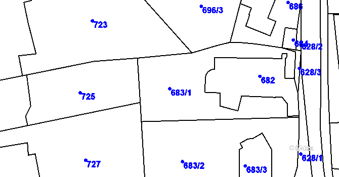 Parcela st. 683/1 v KÚ Lipence, Katastrální mapa