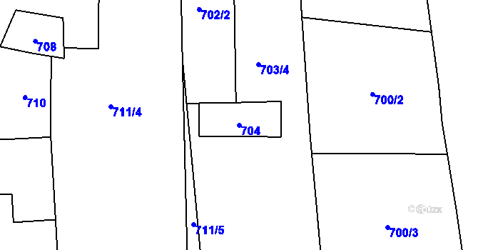 Parcela st. 704 v KÚ Lipence, Katastrální mapa