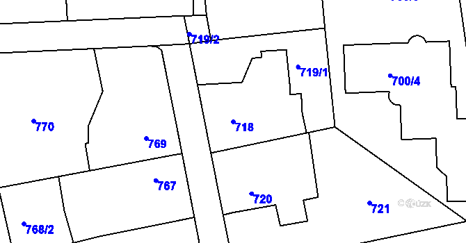 Parcela st. 718 v KÚ Lipence, Katastrální mapa