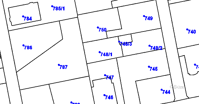 Parcela st. 748/1 v KÚ Lipence, Katastrální mapa