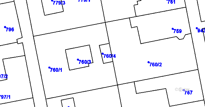 Parcela st. 760/4 v KÚ Lipence, Katastrální mapa