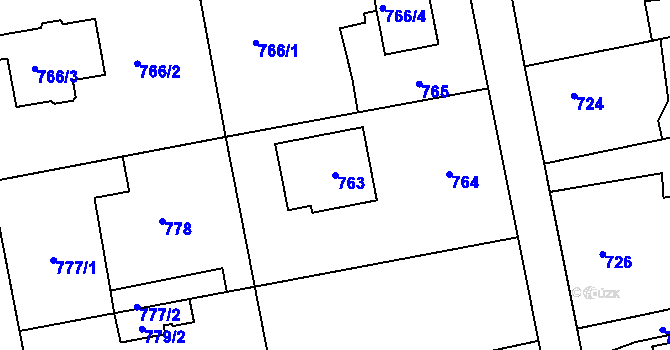 Parcela st. 763 v KÚ Lipence, Katastrální mapa