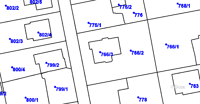 Parcela st. 766/3 v KÚ Lipence, Katastrální mapa