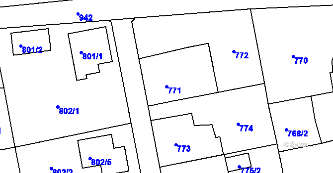 Parcela st. 771 v KÚ Lipence, Katastrální mapa