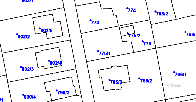 Parcela st. 775/1 v KÚ Lipence, Katastrální mapa