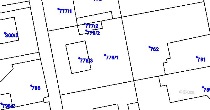 Parcela st. 779/1 v KÚ Lipence, Katastrální mapa