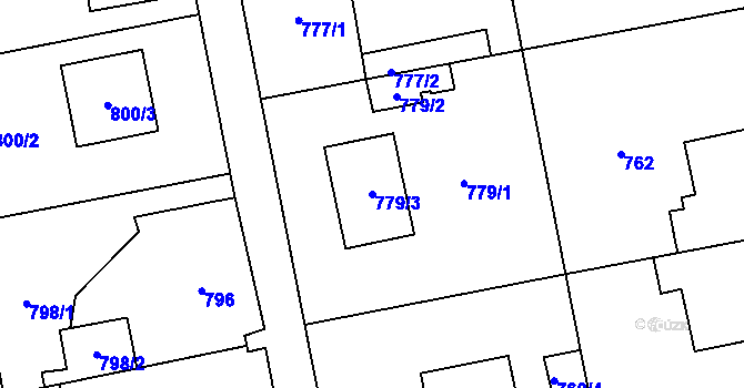 Parcela st. 779/3 v KÚ Lipence, Katastrální mapa