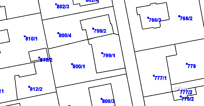 Parcela st. 799/1 v KÚ Lipence, Katastrální mapa