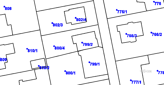 Parcela st. 799/2 v KÚ Lipence, Katastrální mapa