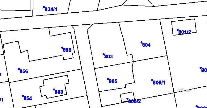 Parcela st. 803 v KÚ Lipence, Katastrální mapa