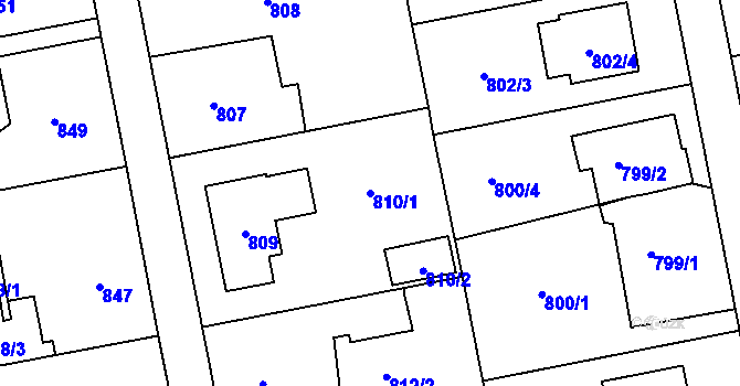 Parcela st. 810/1 v KÚ Lipence, Katastrální mapa