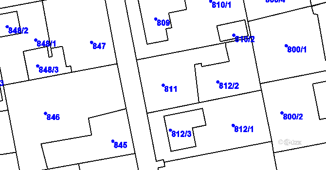 Parcela st. 811 v KÚ Lipence, Katastrální mapa