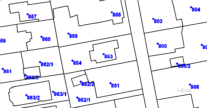 Parcela st. 853 v KÚ Lipence, Katastrální mapa
