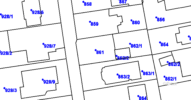 Parcela st. 861 v KÚ Lipence, Katastrální mapa
