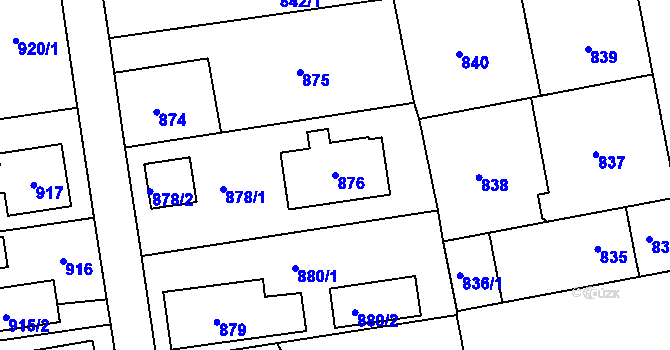 Parcela st. 876 v KÚ Lipence, Katastrální mapa