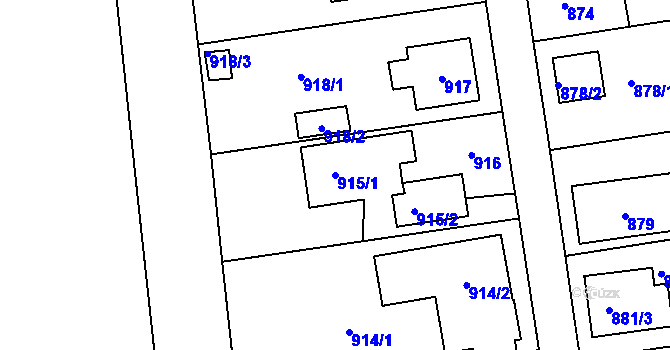 Parcela st. 915/1 v KÚ Lipence, Katastrální mapa