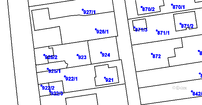 Parcela st. 924 v KÚ Lipence, Katastrální mapa