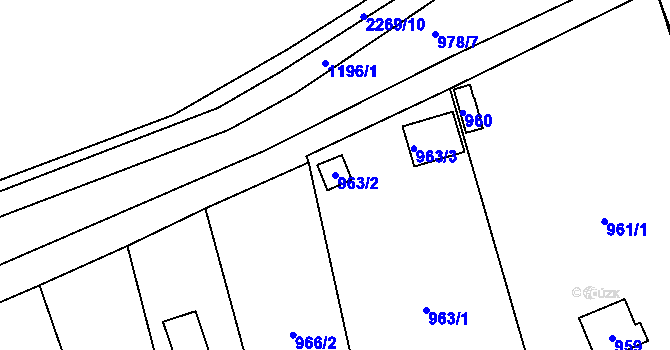 Parcela st. 963/2 v KÚ Lipence, Katastrální mapa